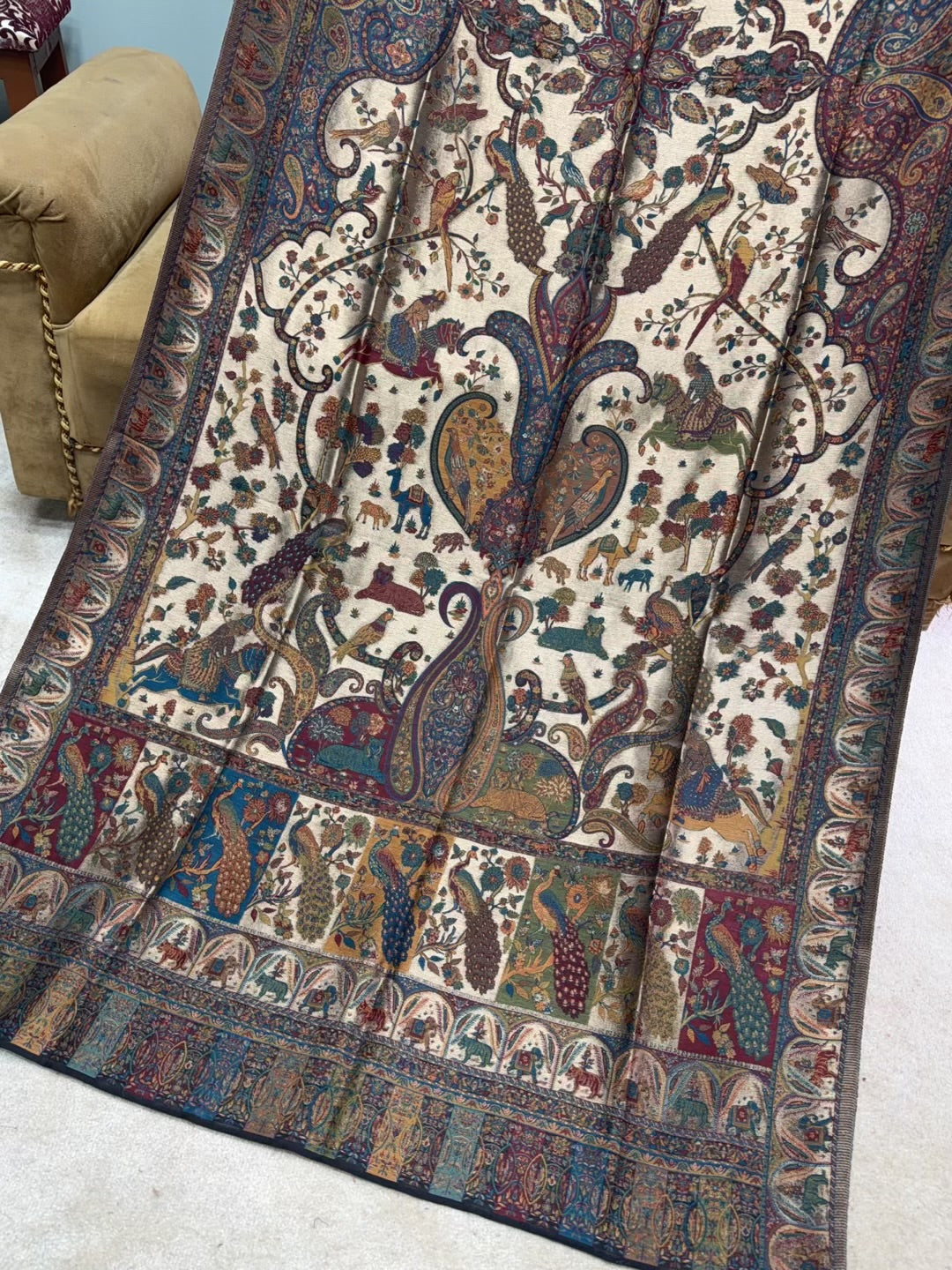 Moonlight Kani Silk Shawl, Wedding Wrap Perfect Gift Made in Kashmir