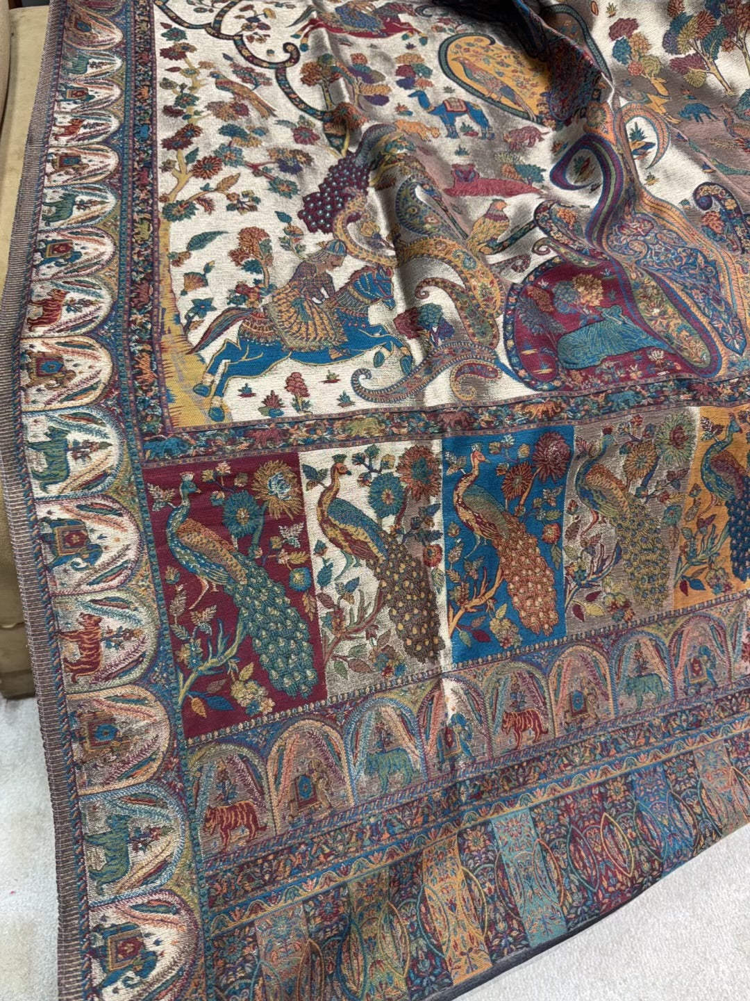 Moonlight Kani Silk Shawl, Wedding Wrap Perfect Gift Made in Kashmir