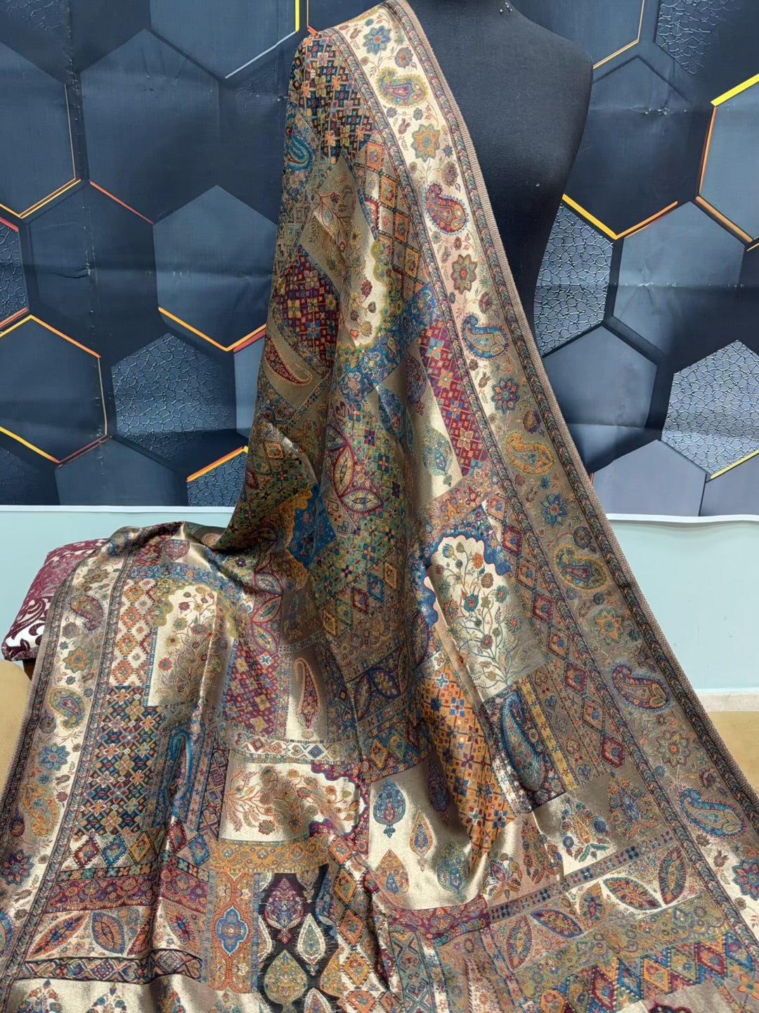 Moonlight Kani Silk Shawl, Wedding Wrap Perfect Gift Made in Kashmir