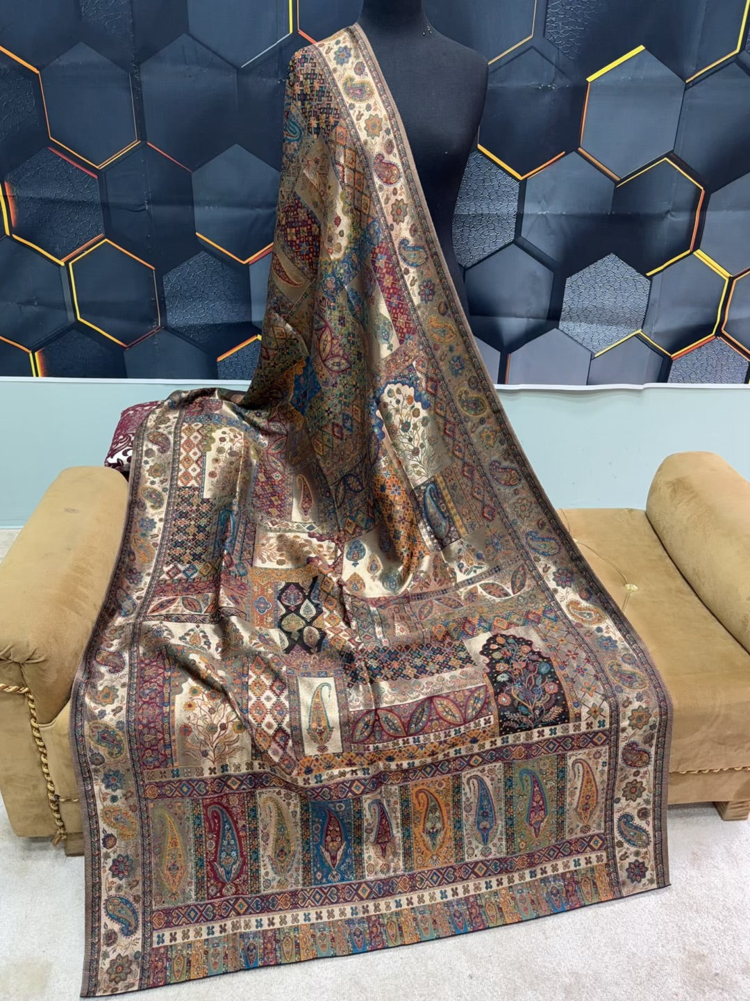 Moonlight Kani Silk Shawl, Wedding Wrap Perfect Gift Made in Kashmir