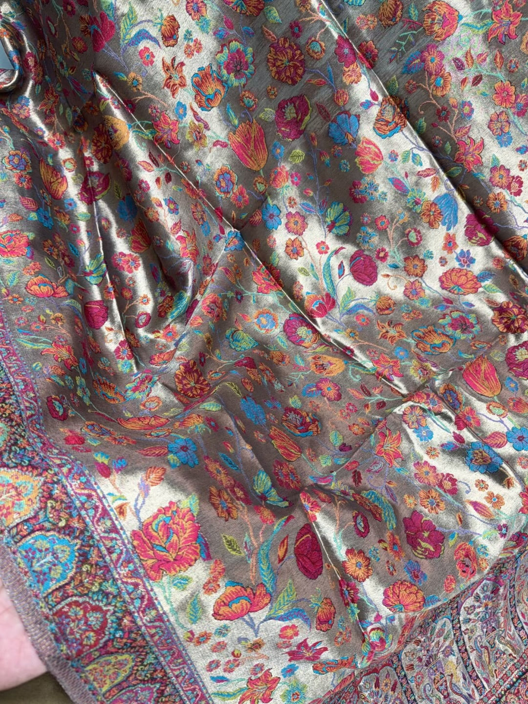 Moonlight Kani Silk Shawl, Wedding Wrap Perfect Gift Made in Kashmir