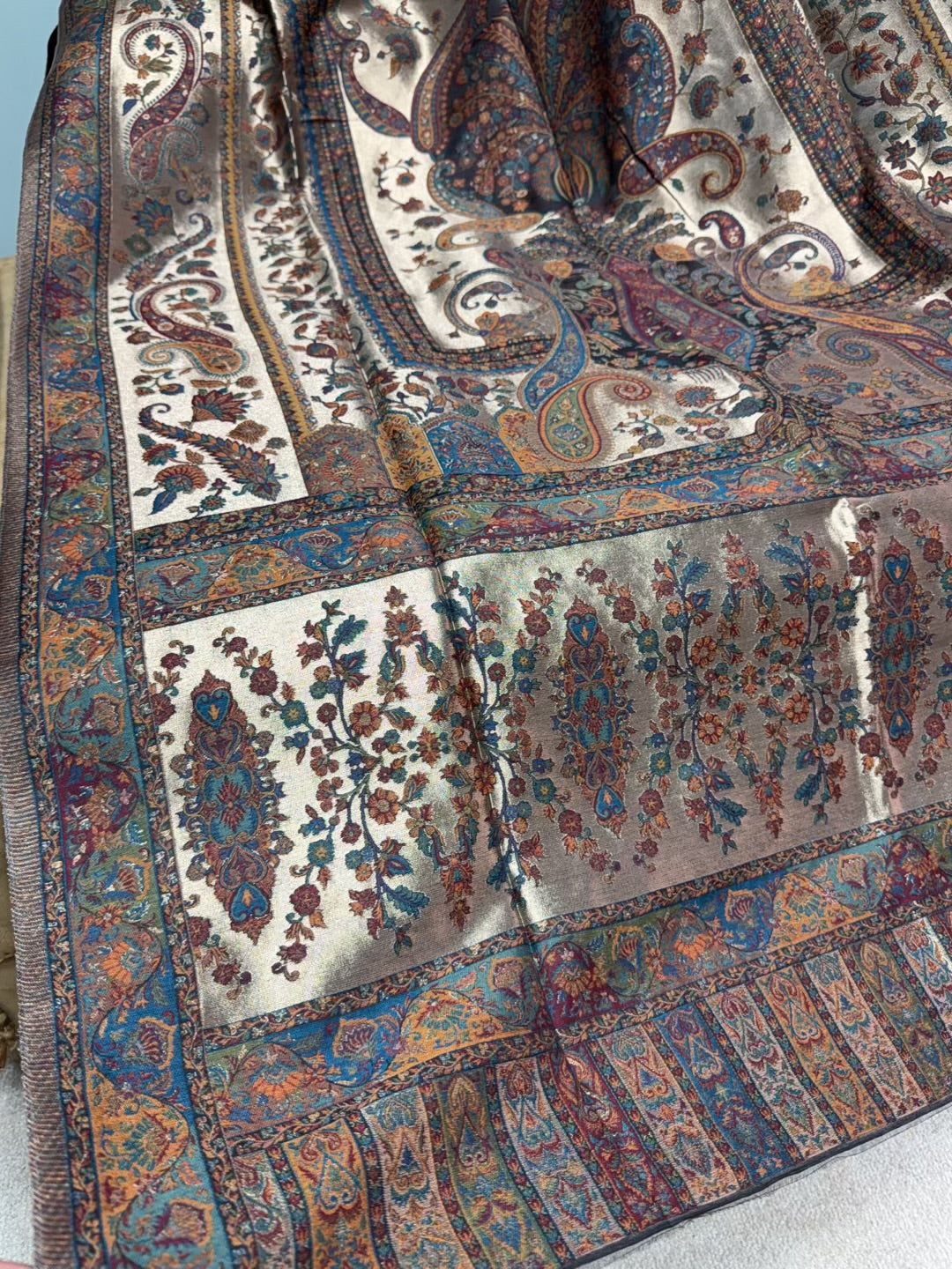 Moonlight Kani Silk Shawl, Wedding Wrap Perfect Gift Made in Kashmir