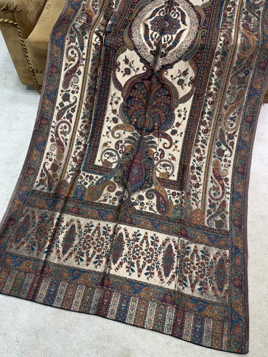 Moonlight Kani Silk Shawl, Wedding Wrap Perfect Gift Made in Kashmir