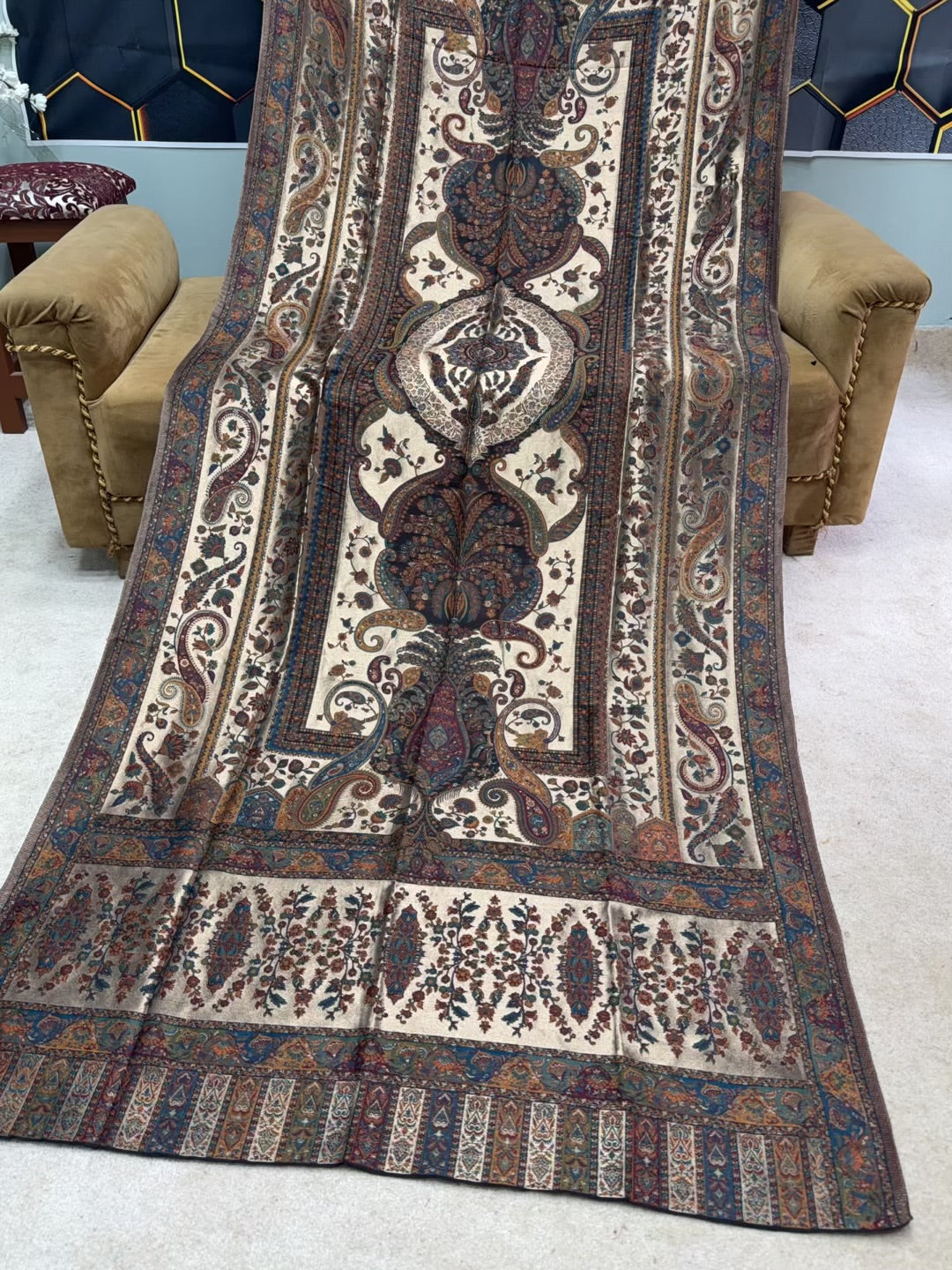 Moonlight Kani Silk Shawl, Wedding Wrap Perfect Gift Made in Kashmir