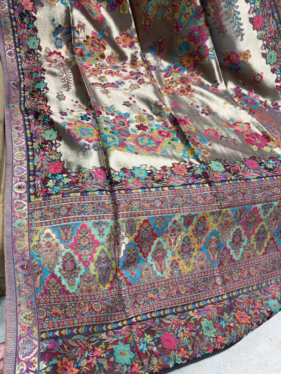 Moonlight Kani Silk Shawl, Wedding Wrap Perfect Gift Made in Kashmir