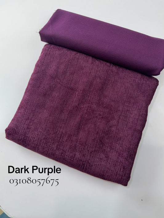 Marina Khaddi Made Velvet Lining Suit | 2 Piece 5 Meters Suit Perfect Gift | Dark Purple
