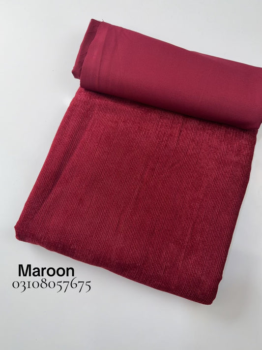 Marina Khaddi Made Velvet Lining Suit | 2 Piece 5 Meters Suit Perfect Gift | Maroon