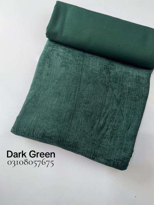 Marina Khaddi Made Velvet Lining Suit | 2 Piece 5 Meters Suit Perfect Gift | Dark Green
