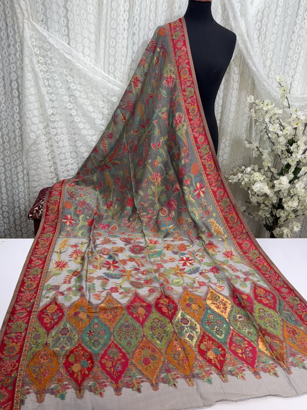 2 Piece Chiffon Embroidered Suit