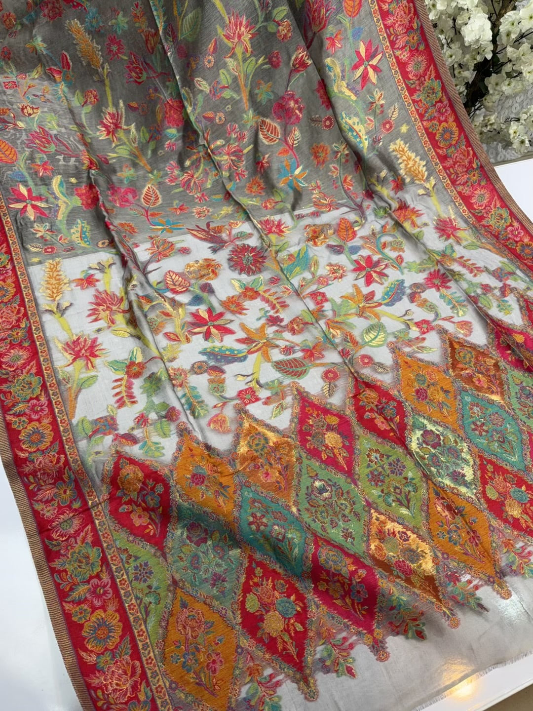 2 Piece Chiffon Embroidered Suit