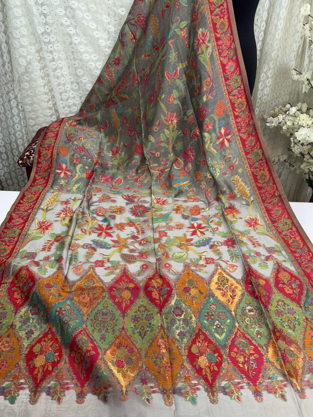 2 Piece Chiffon Embroidered Suit