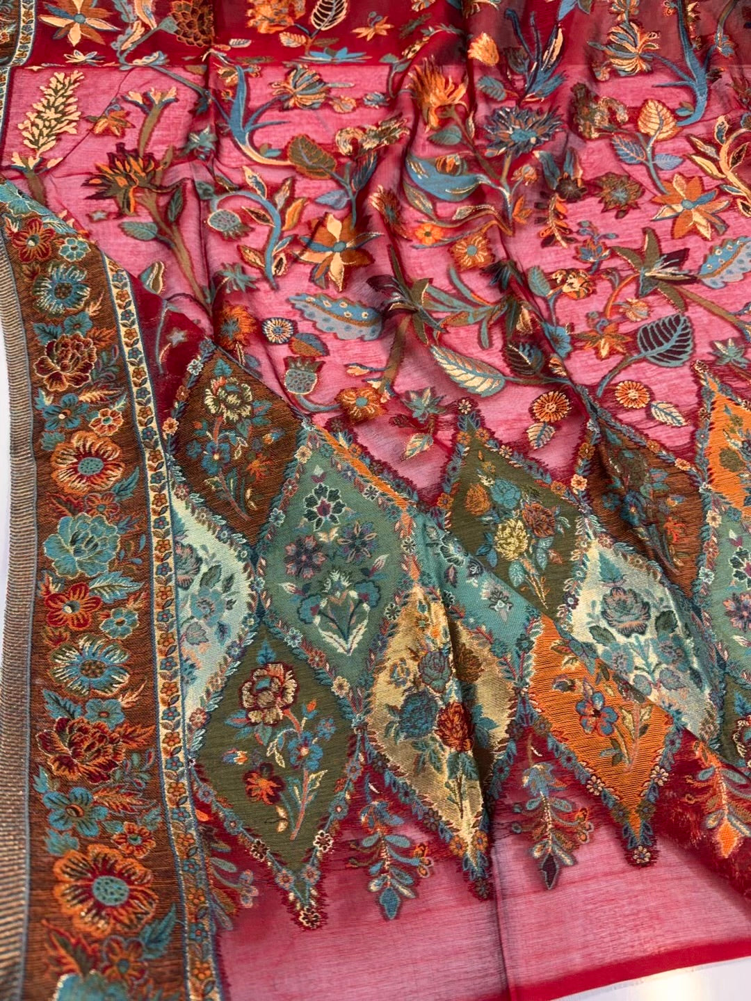 2 Piece Chiffon Embroidered Suit