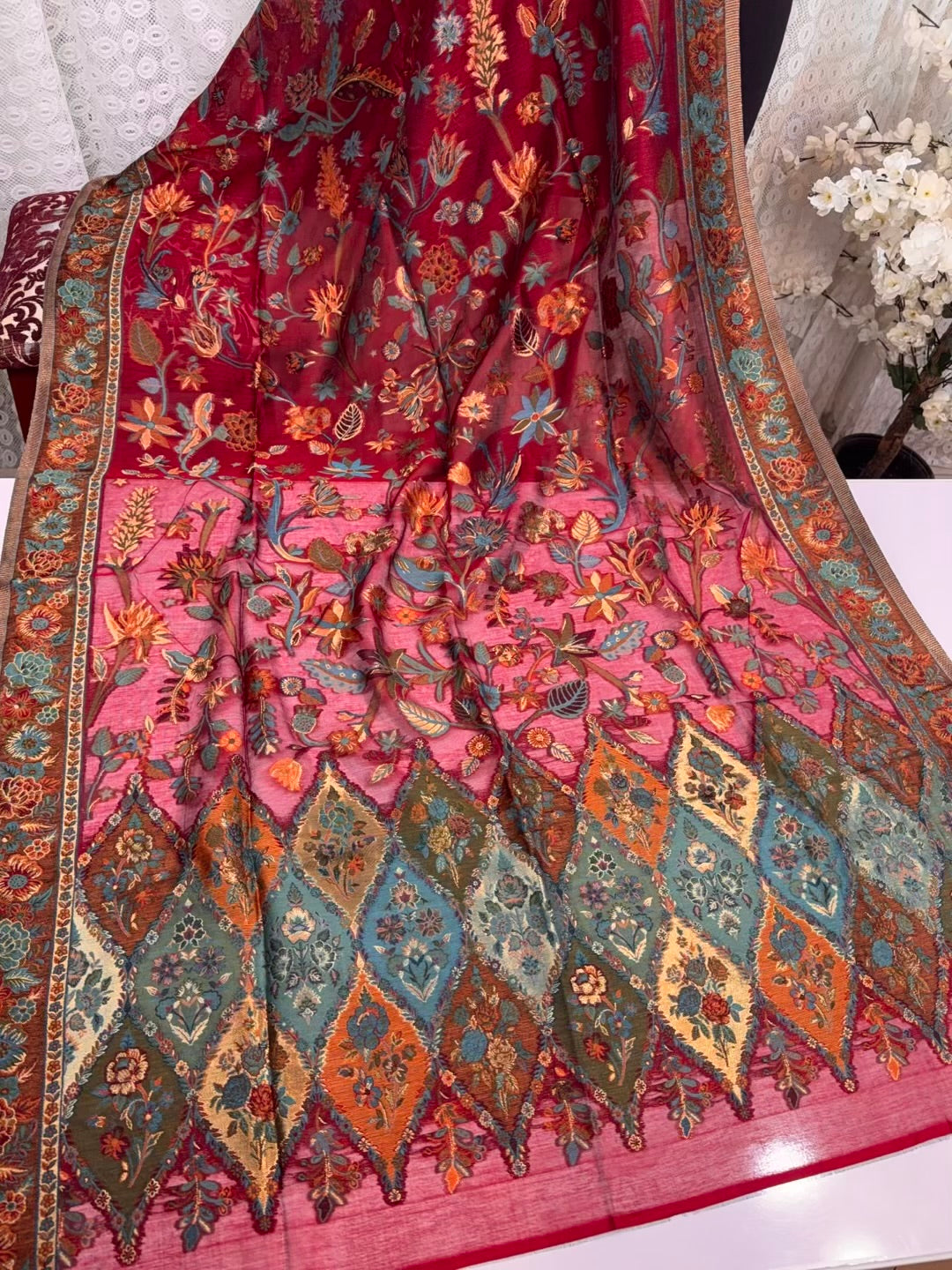 2 Piece Chiffon Embroidered Suit