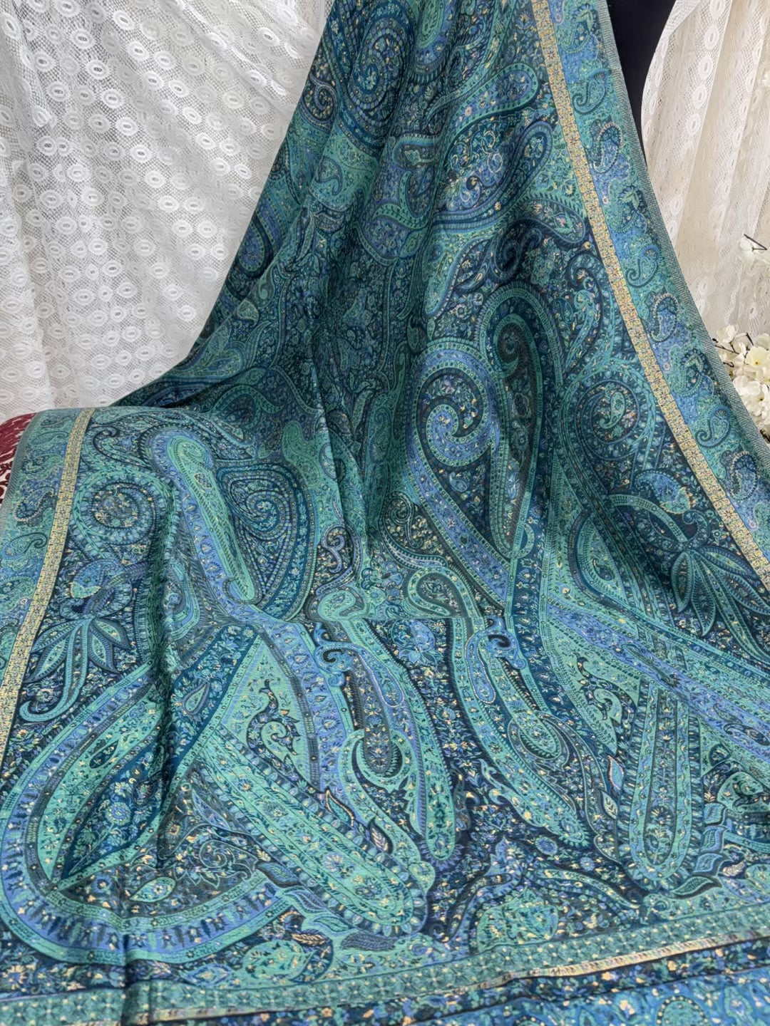2 Piece Chiffon Embroidered Suit