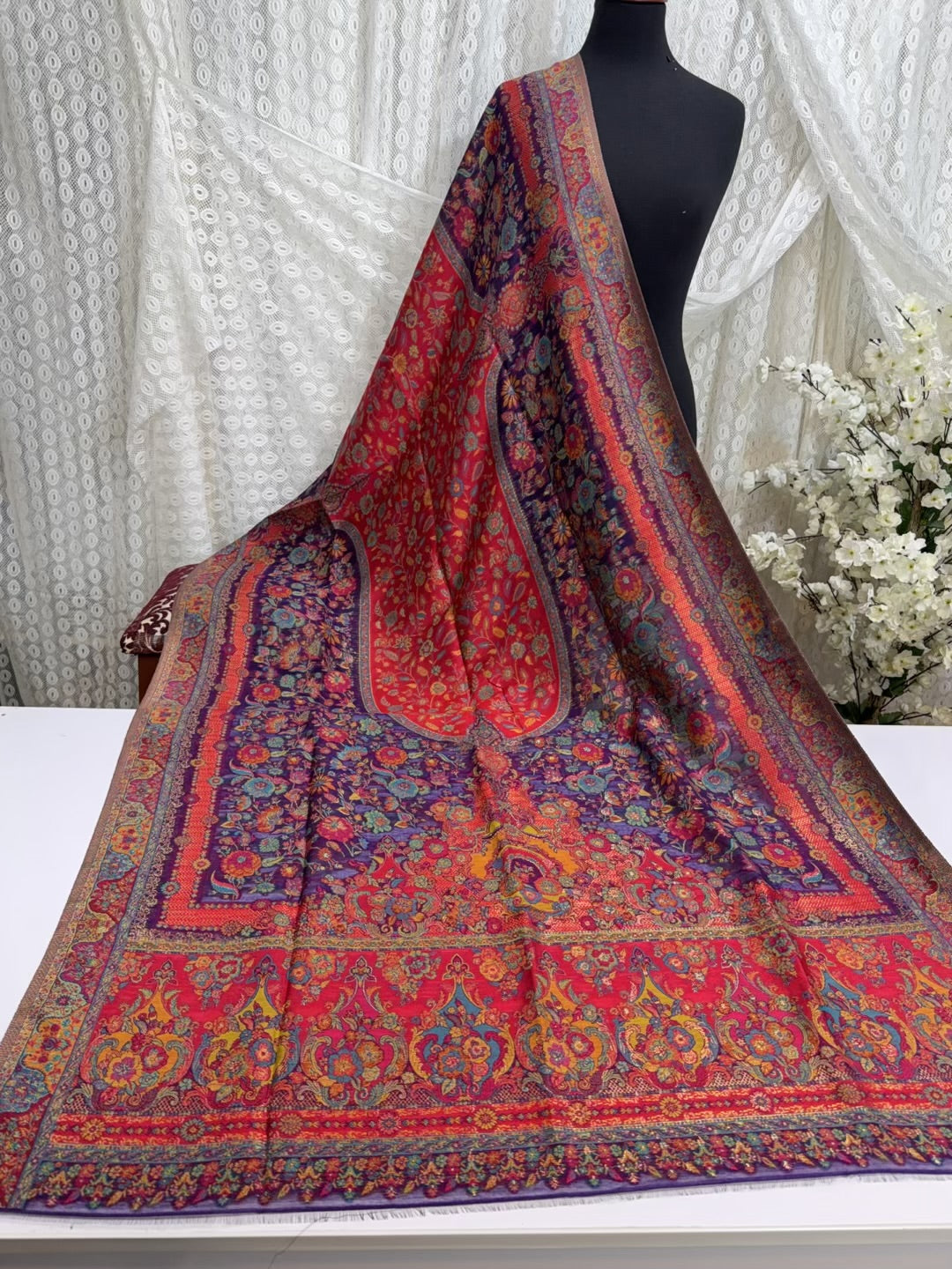 Luxury Kani Silk Shawl, Wedding Wrap Perfect Gift Made in Kashmir