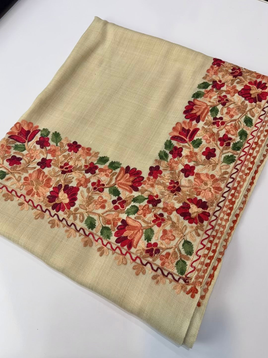 Pashmina Stole | Aari Border Embroidery 4 Side Border Perfect Gift | Skin