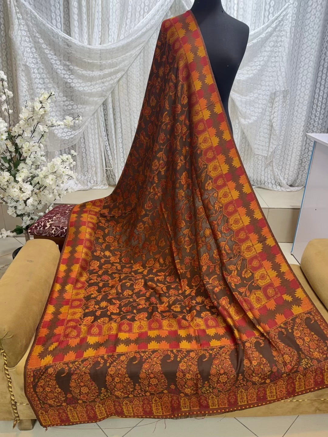 2 Piece Chikankari Lawn Suit Orange