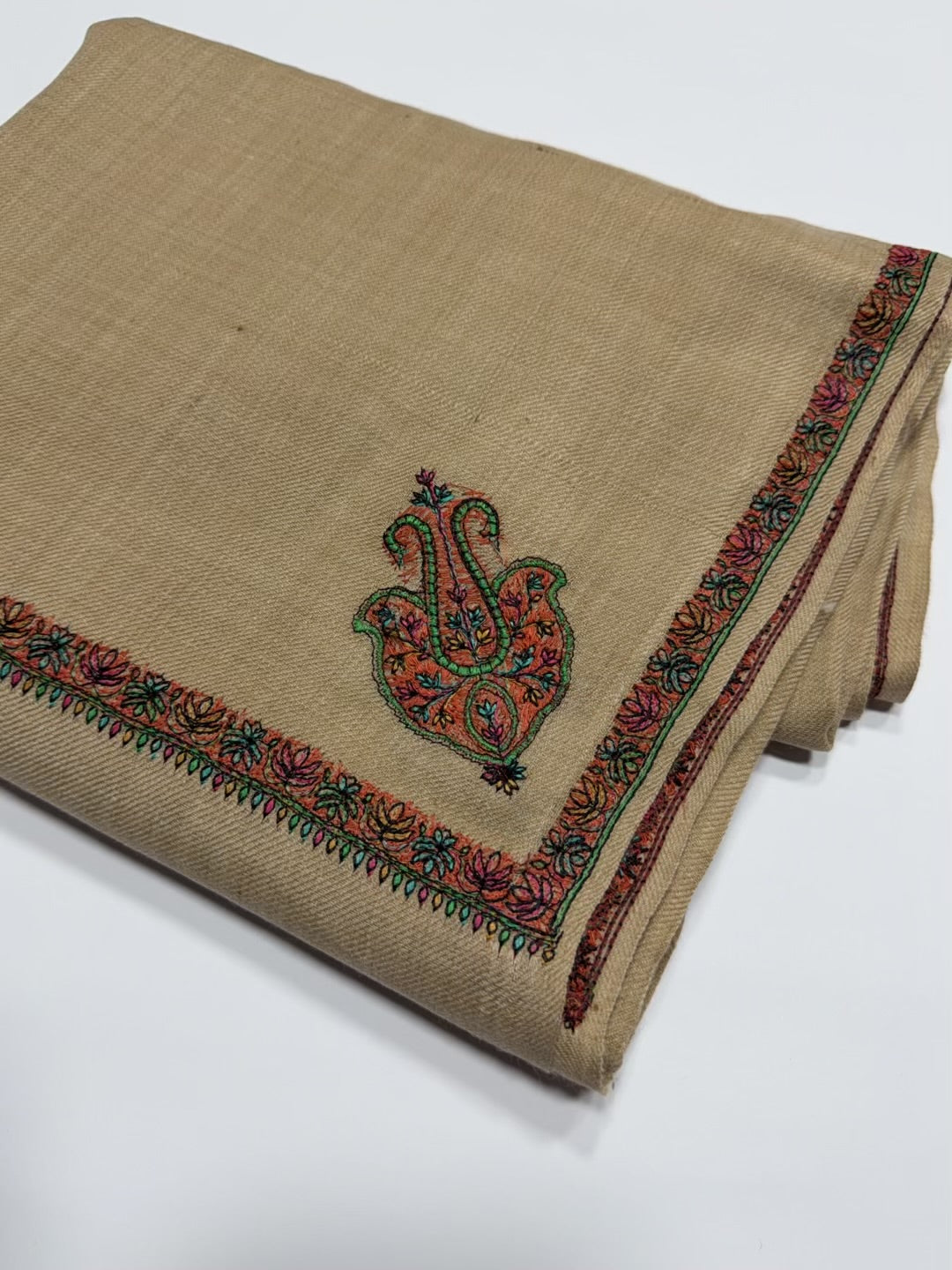 Pashmina Shawl Kingri Border Embroidery | Handmade Shawl Perfect Gift |