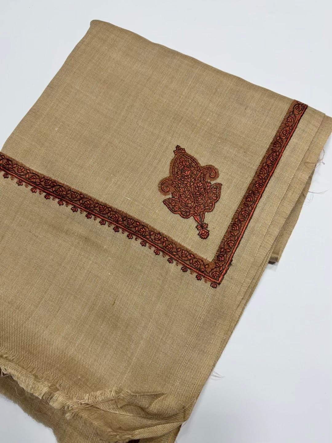 Kingri Border Embroidered Pashmina Shawl | Skin