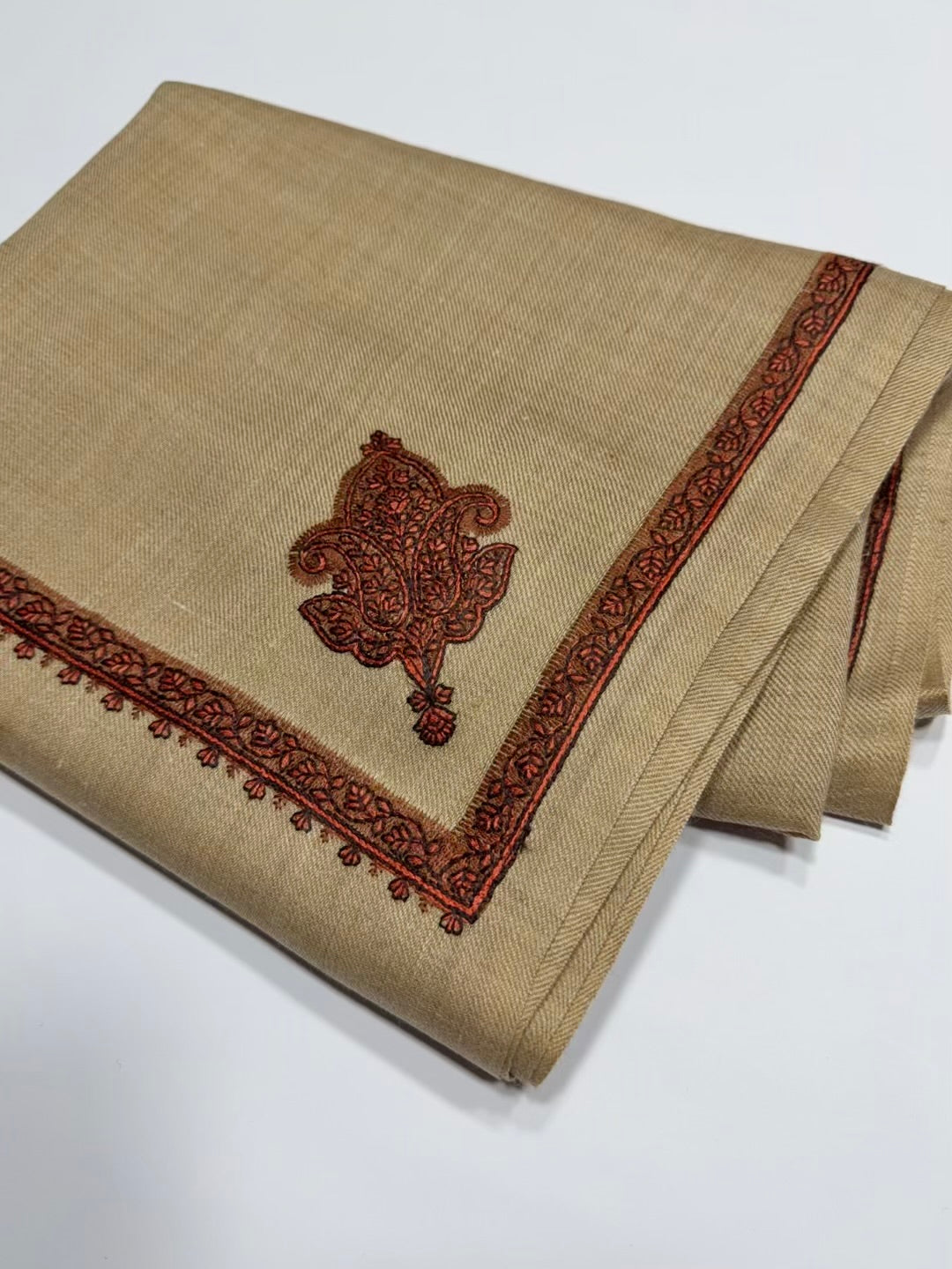 Kingri Border Embroidered Pashmina Shawl | Skin