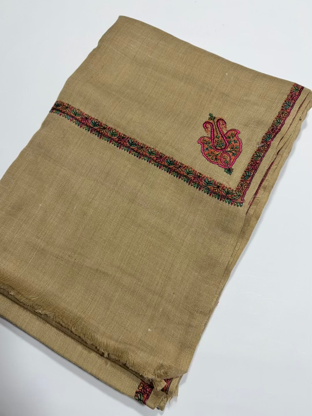 Pashmina Shawl Kingri Border Embroidery | Handmade Shawl Perfect Gift |