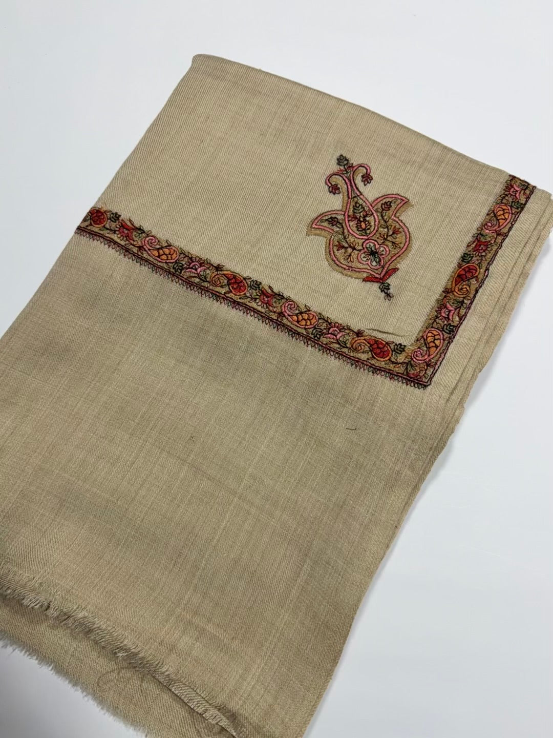 Pashmina Shawl Kingri Border Embroidery | Handmade Shawl Perfect Gift |