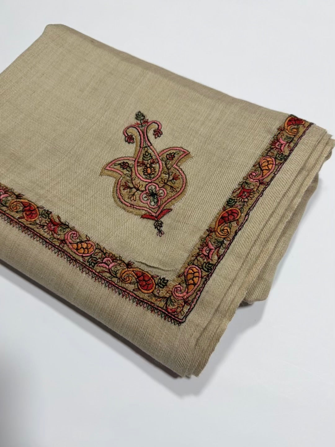 Pashmina Shawl Kingri Border Embroidery | Handmade Shawl Perfect Gift |