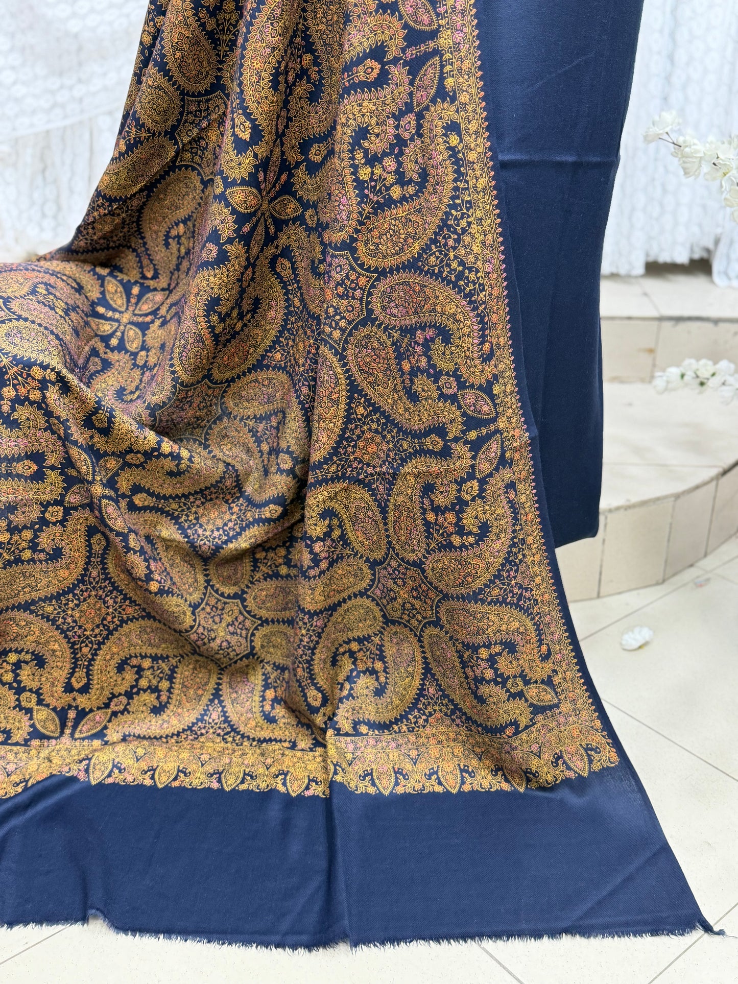 3 Piece Chikankari Suit With Pure Lawn Print Base Chikan Bore | Light Grey