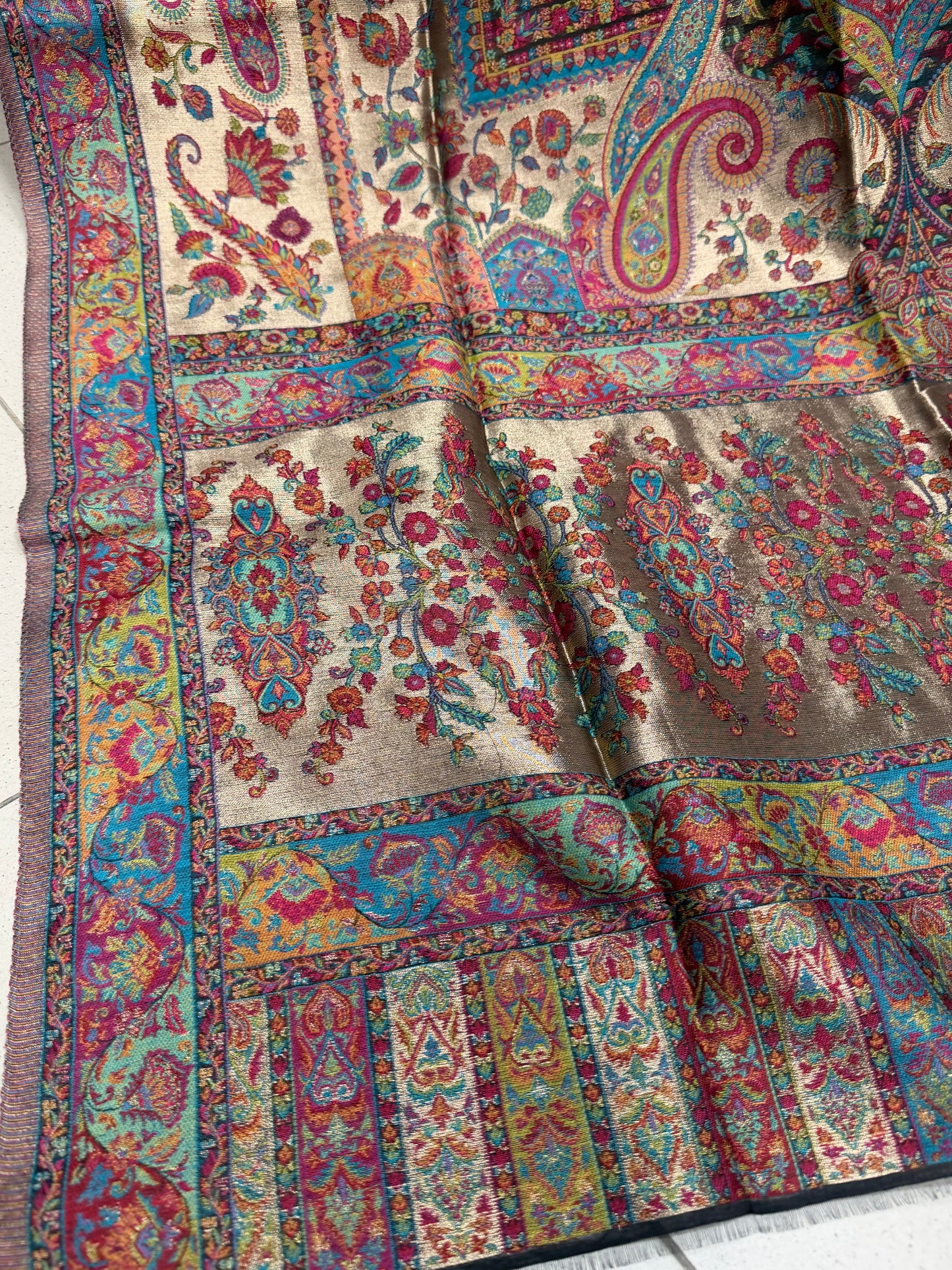 Moonlight Kani Silk Shawl, Wedding Wrap Perfect Gift Made in Kashmir