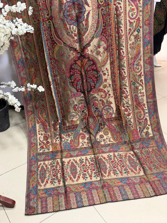 Moonlight Kani Silk Shawl, Wedding Wrap Perfect Gift Made in Kashmir