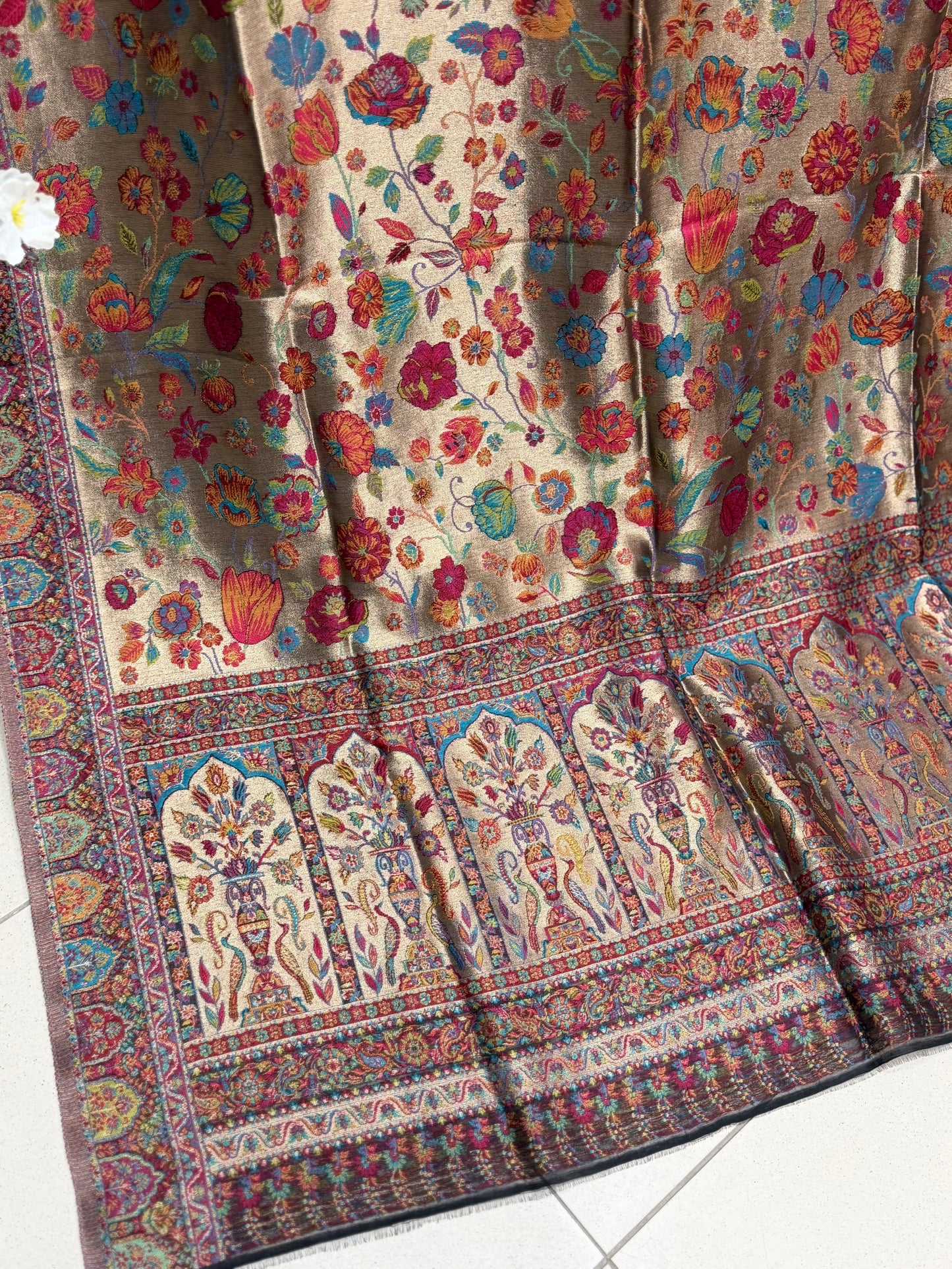 Moonlight Kani Silk Shawl, Wedding Wrap Perfect Gift Made in Kashmir