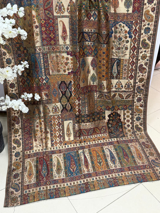 Moonlight Kani Silk Shawl, Wedding Wrap Perfect Gift Made in Kashmir