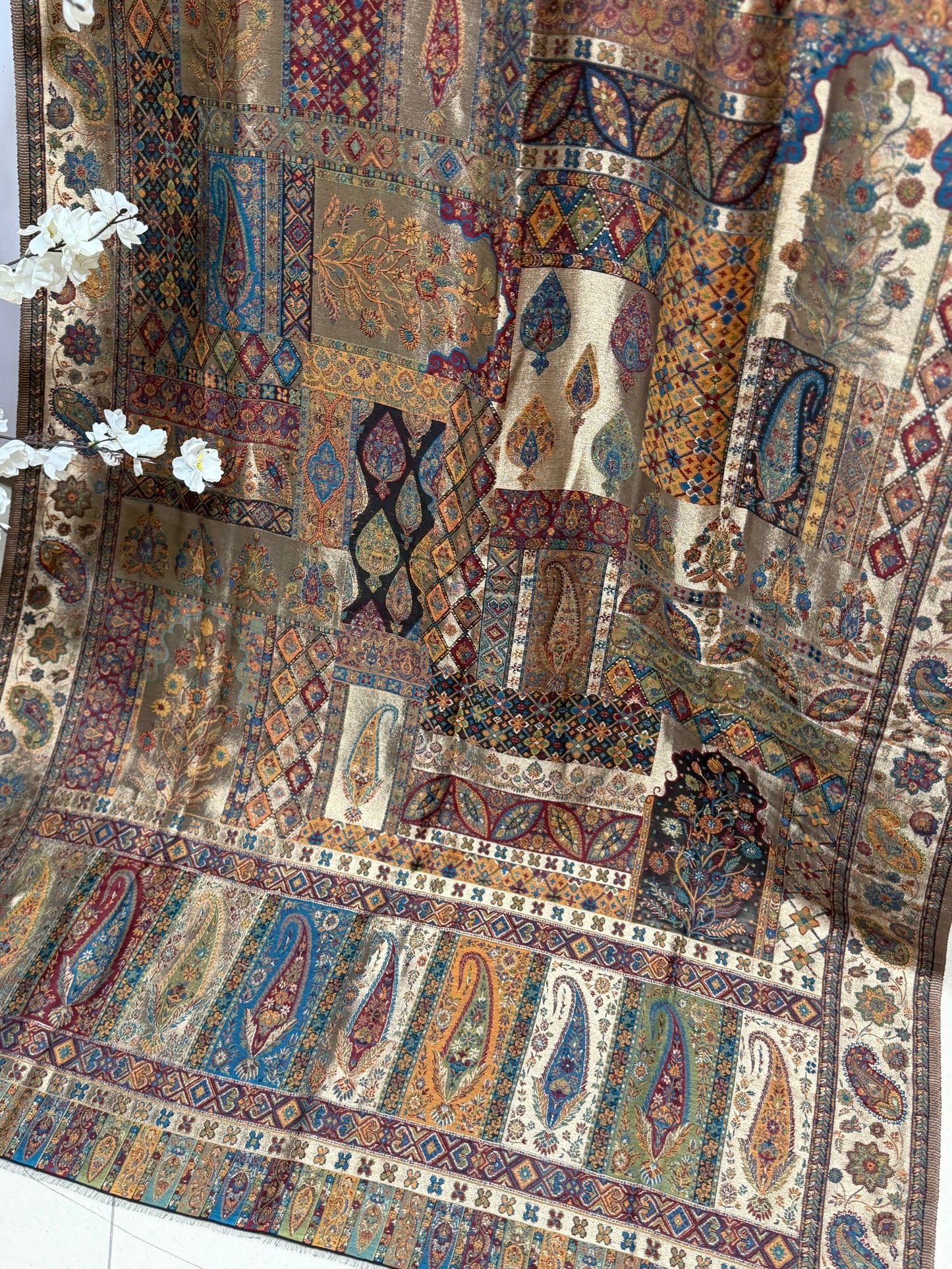Moonlight Kani Silk Shawl, Wedding Wrap Perfect Gift Made in Kashmir