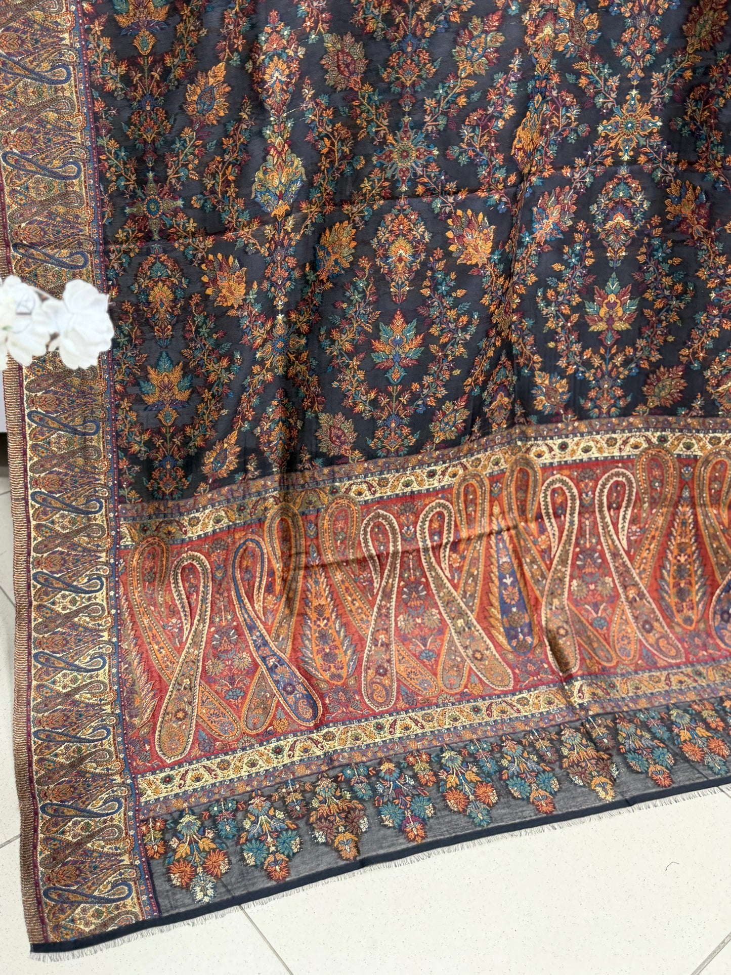 Luxury Kani Silk Shawl, Wedding Wrap Perfect Gift Made in Kashmir