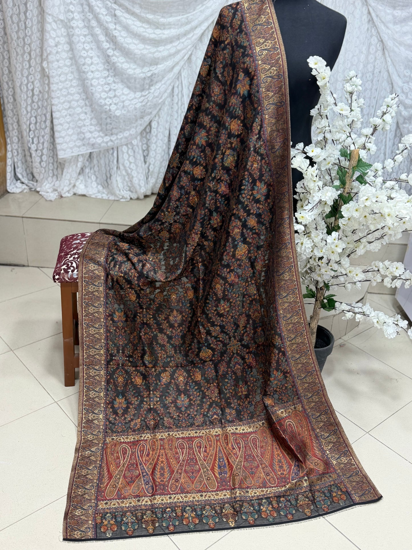 Luxury Kani Silk Shawl, Wedding Wrap Perfect Gift Made in Kashmir