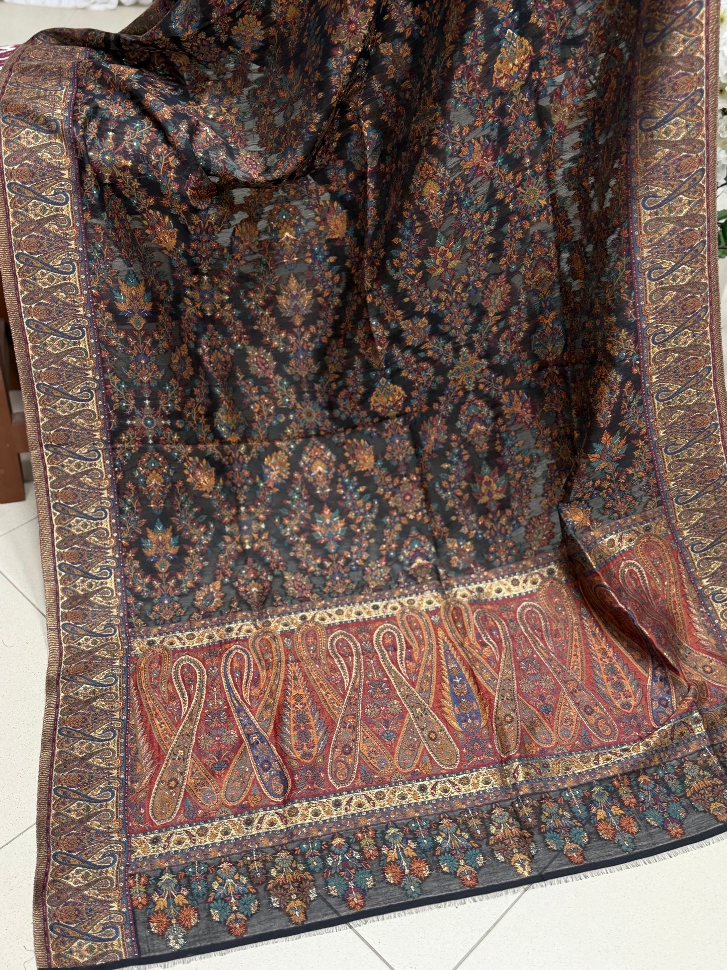 Luxury Kani Silk Shawl, Wedding Wrap Perfect Gift Made in Kashmir