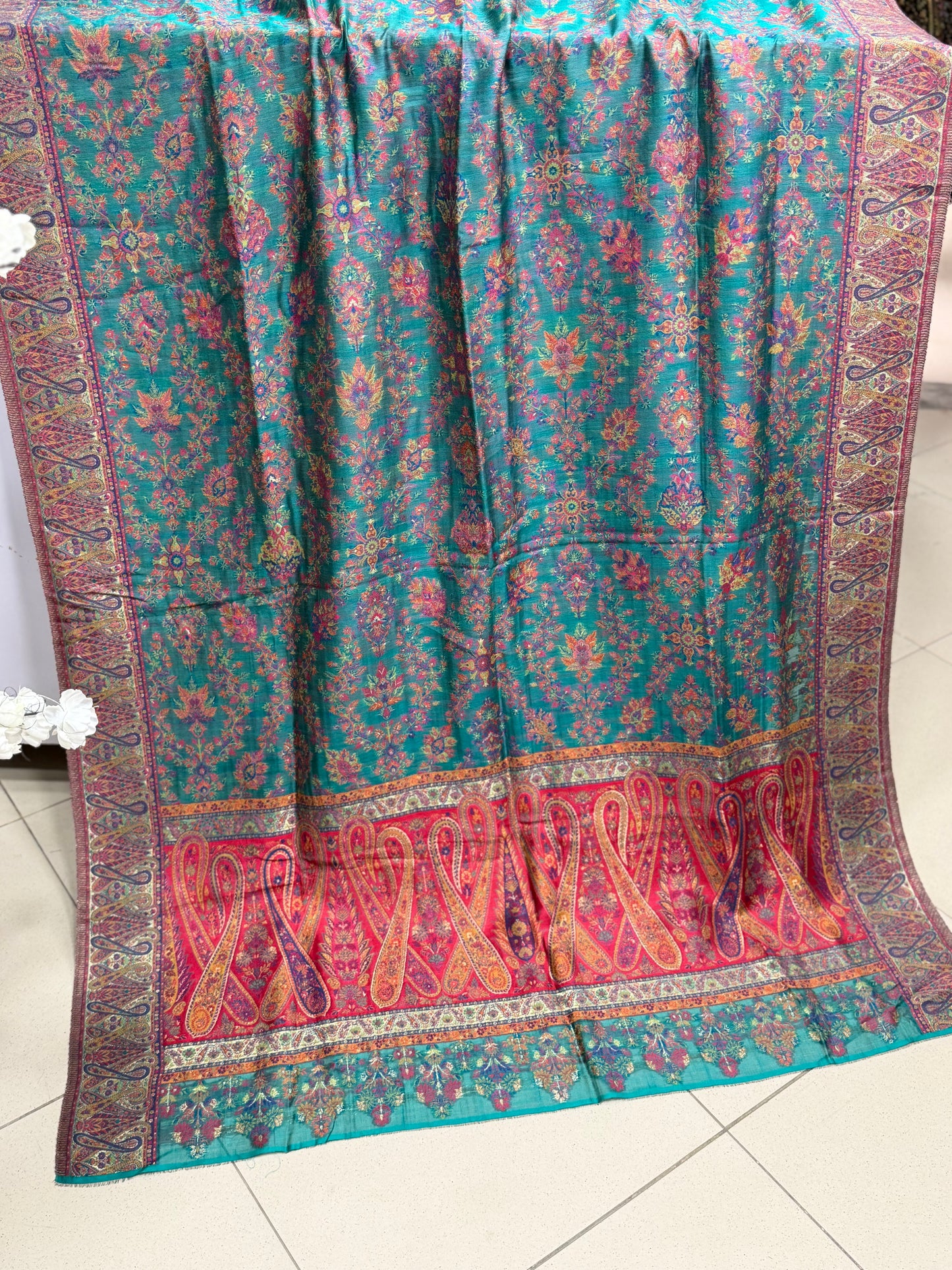 Luxury Kani Silk Shawl, Wedding Wrap Perfect Gift Made in Kashmir