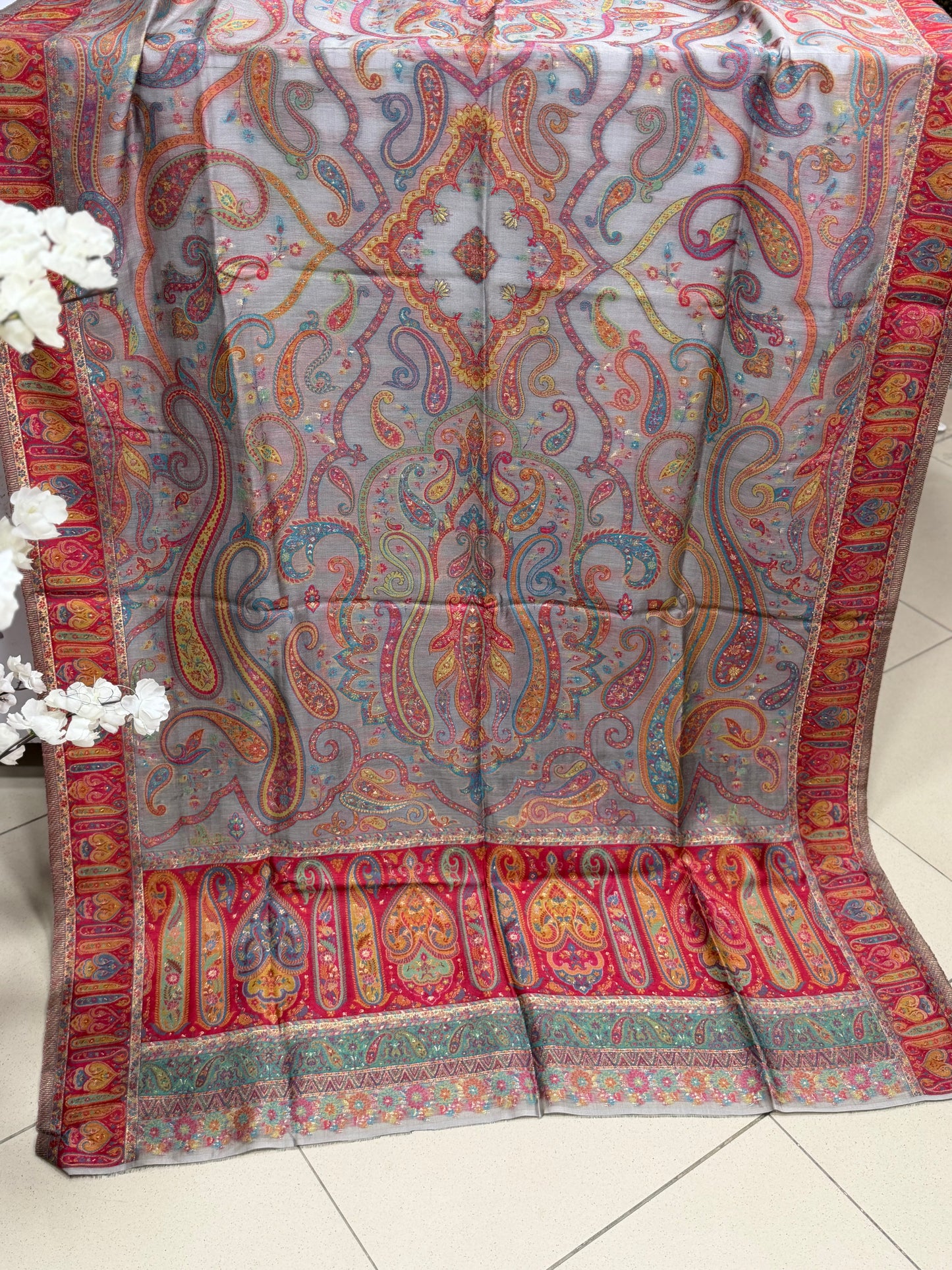 Luxury Kani Silk Shawl, Wedding Wrap Perfect Gift Made in Kashmir