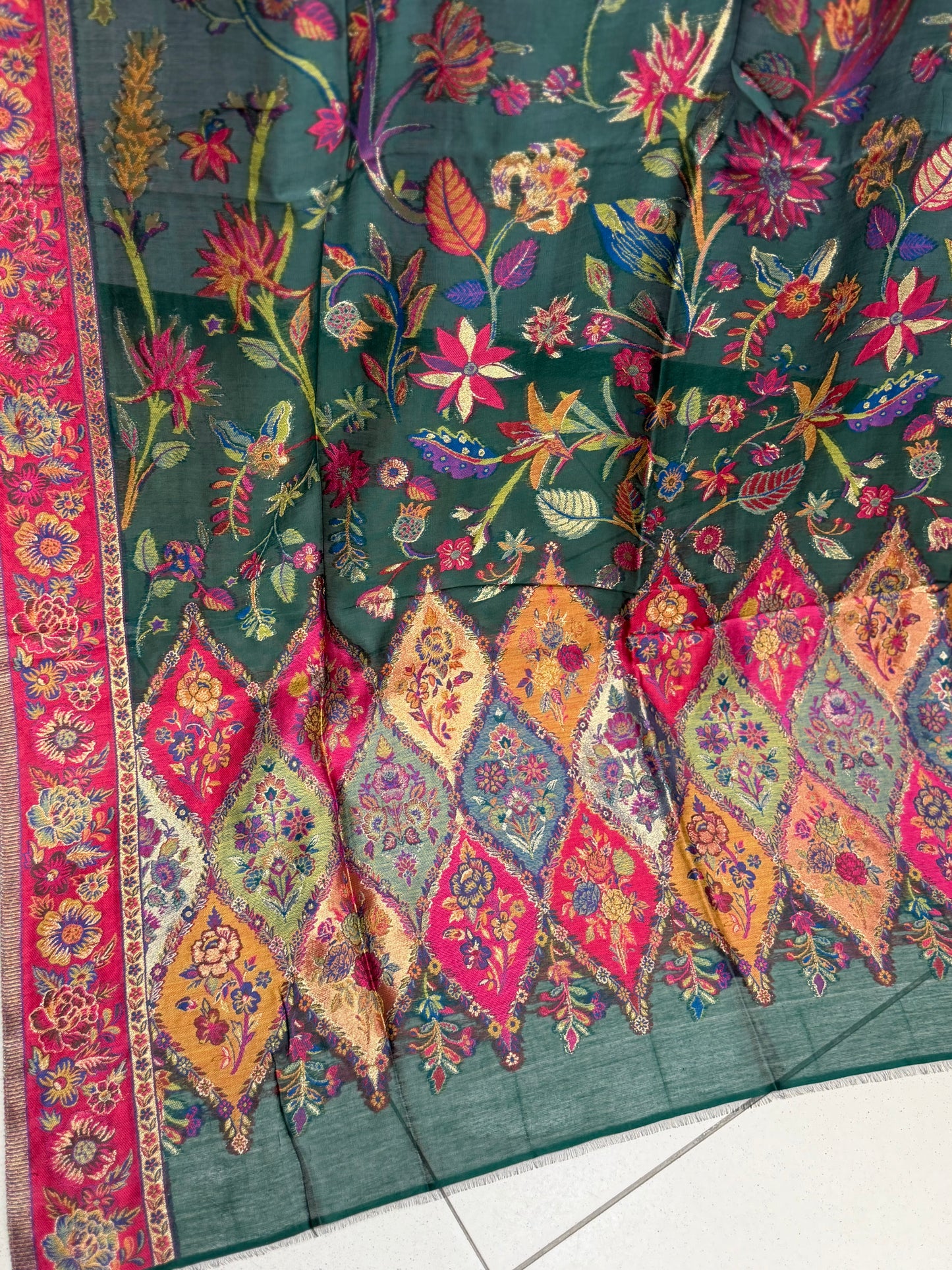 Luxury Kani Silk Shawl, Wedding Wrap Perfect Gift Made in Kashmir