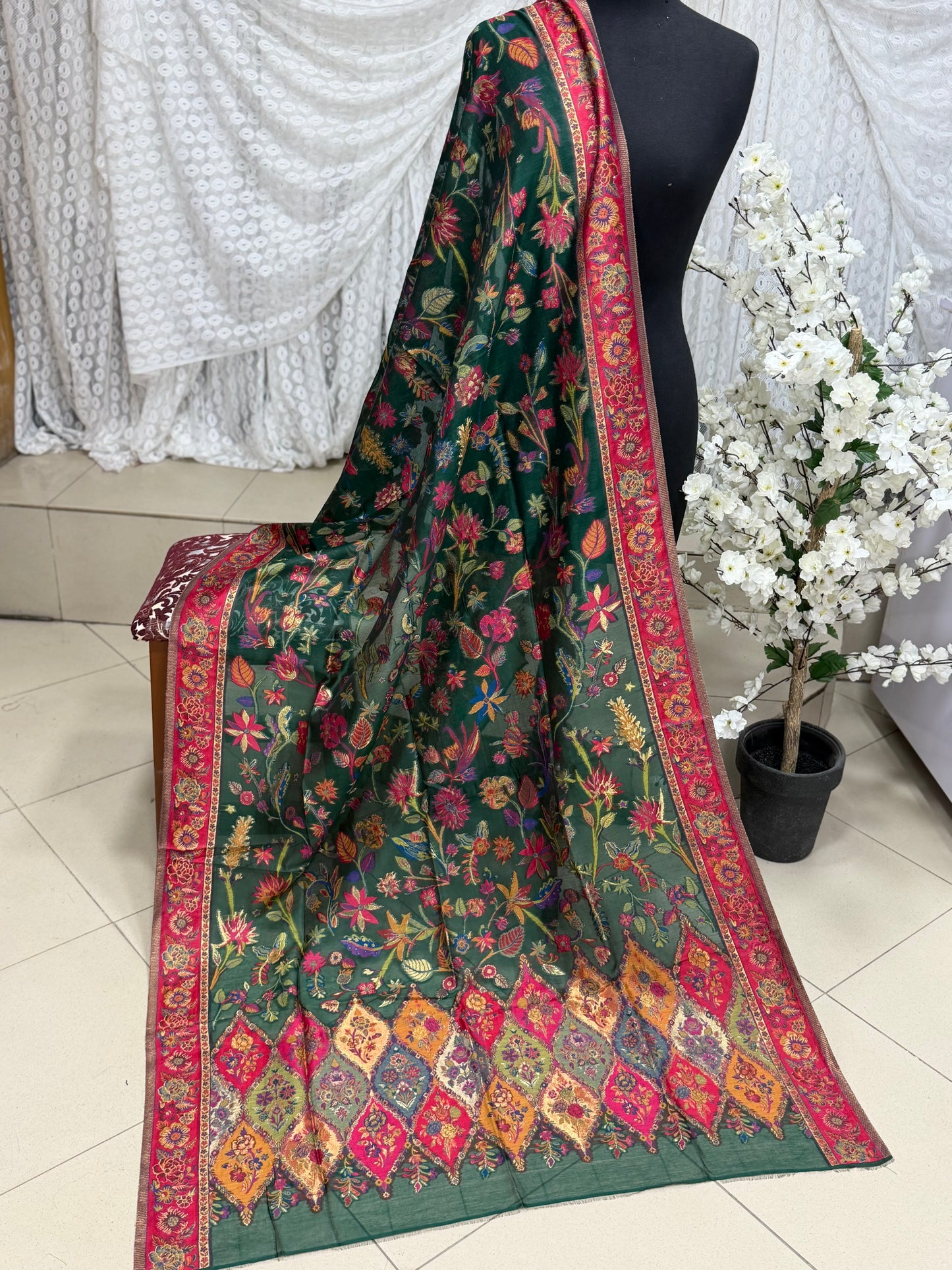 Luxury Kani Silk Shawl, Wedding Wrap Perfect Gift Made in Kashmir