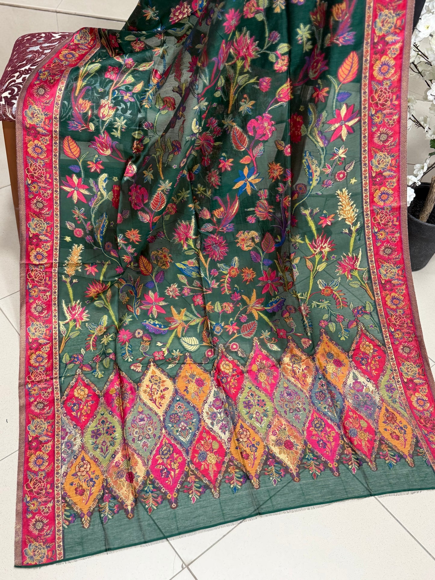Luxury Kani Silk Shawl, Wedding Wrap Perfect Gift Made in Kashmir