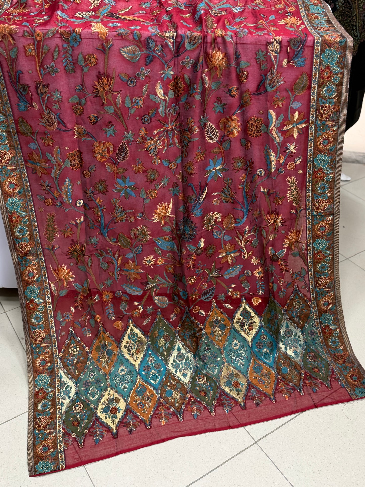 2 Piece Chiffon Aar Mukesh Suit Light Pink