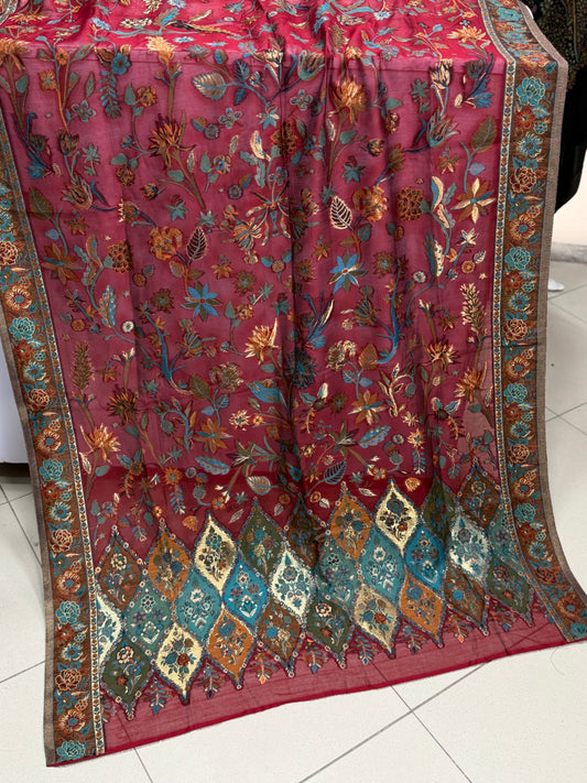 Luxury Kani Silk Shawl, Wedding Wrap Perfect Gift Made in Kashmir