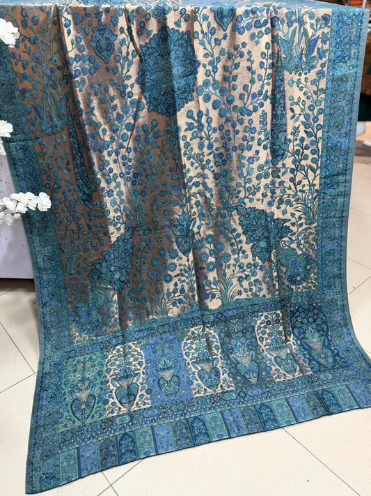Moonlight Kani Silk Shawl, Wedding Wrap Perfect Gift Made in Kashmir