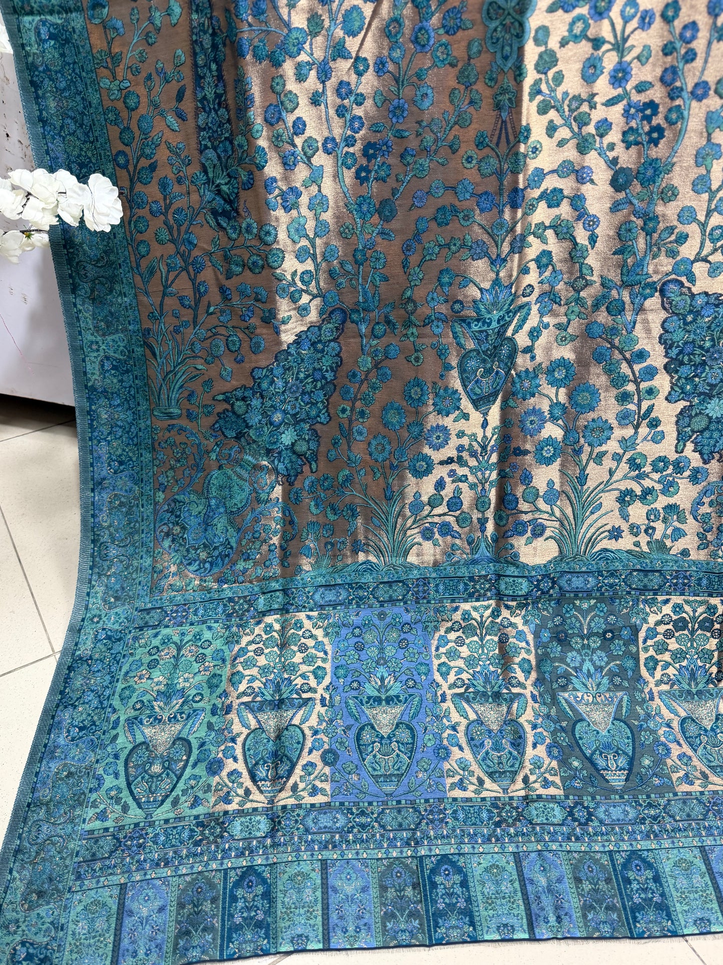 Moonlight Kani Silk Shawl, Wedding Wrap Perfect Gift Made in Kashmir