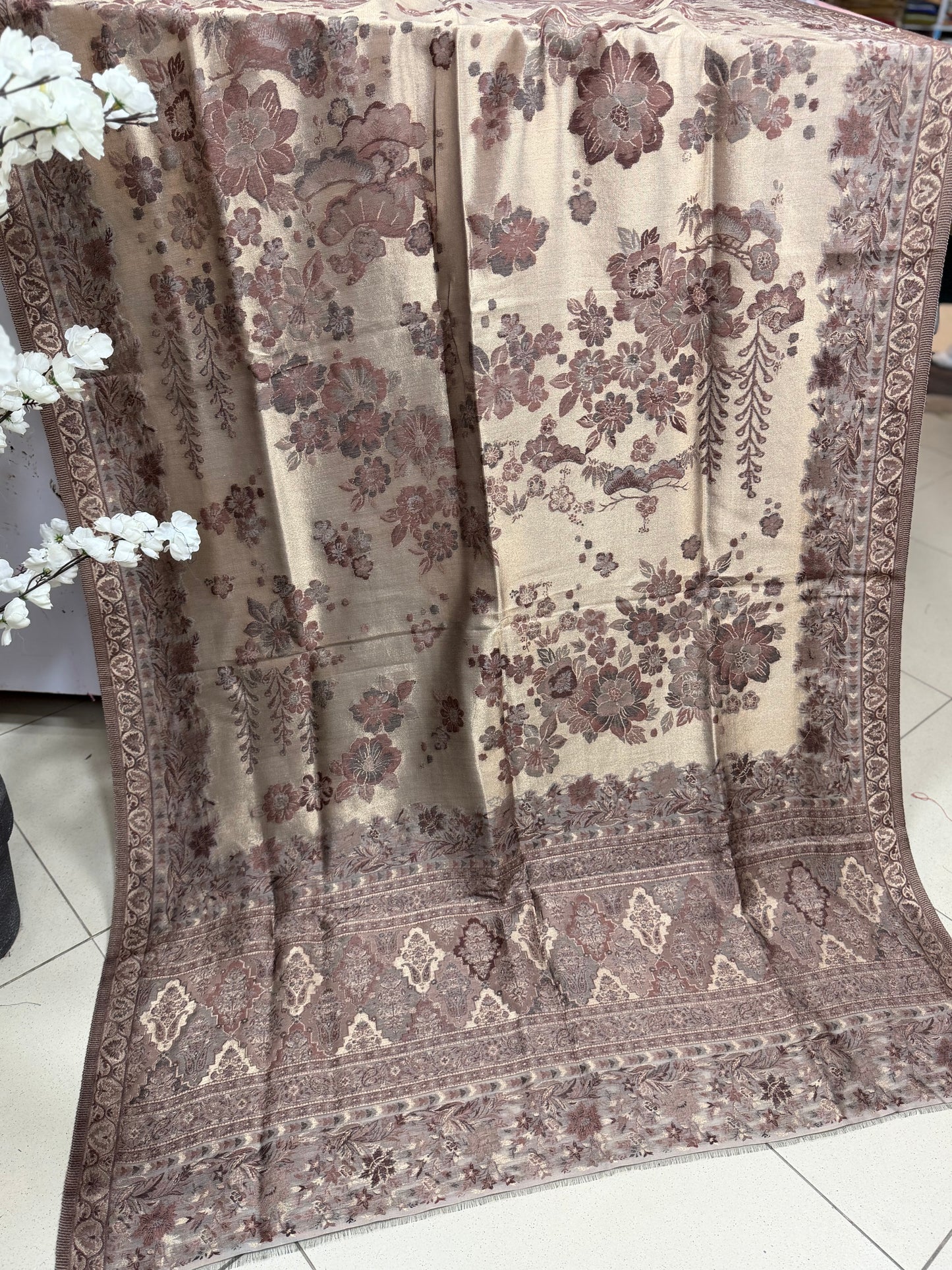 Moonlight Kani Silk Shawl, Wedding Wrap Perfect Gift Made in Kashmir