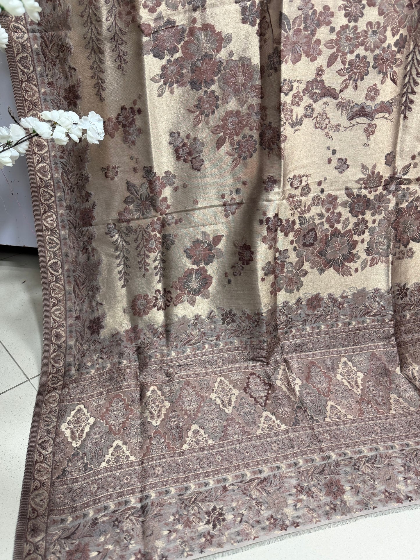 Moonlight Kani Silk Shawl, Wedding Wrap Perfect Gift Made in Kashmir