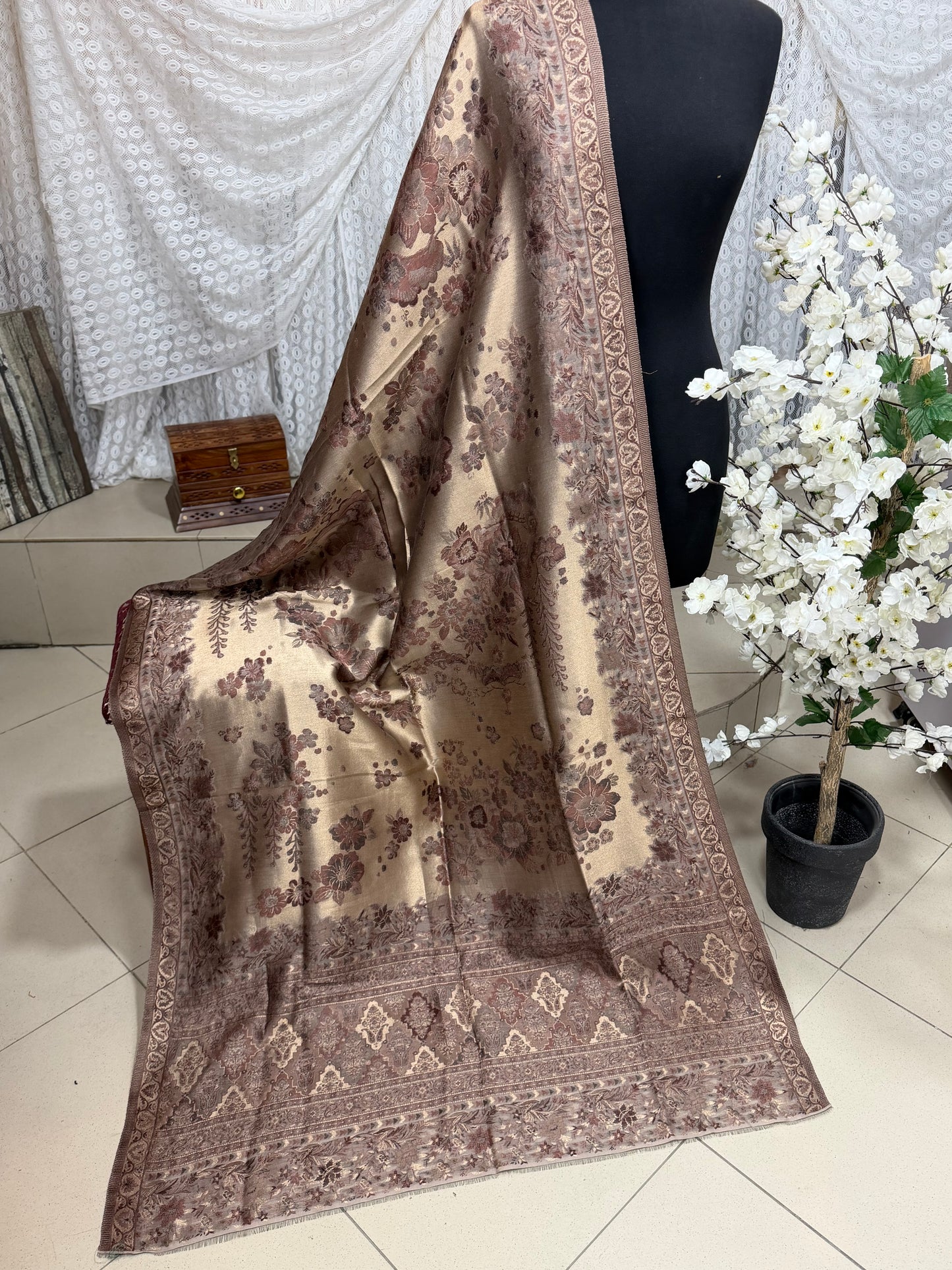 Moonlight Kani Silk Shawl, Wedding Wrap Perfect Gift Made in Kashmir