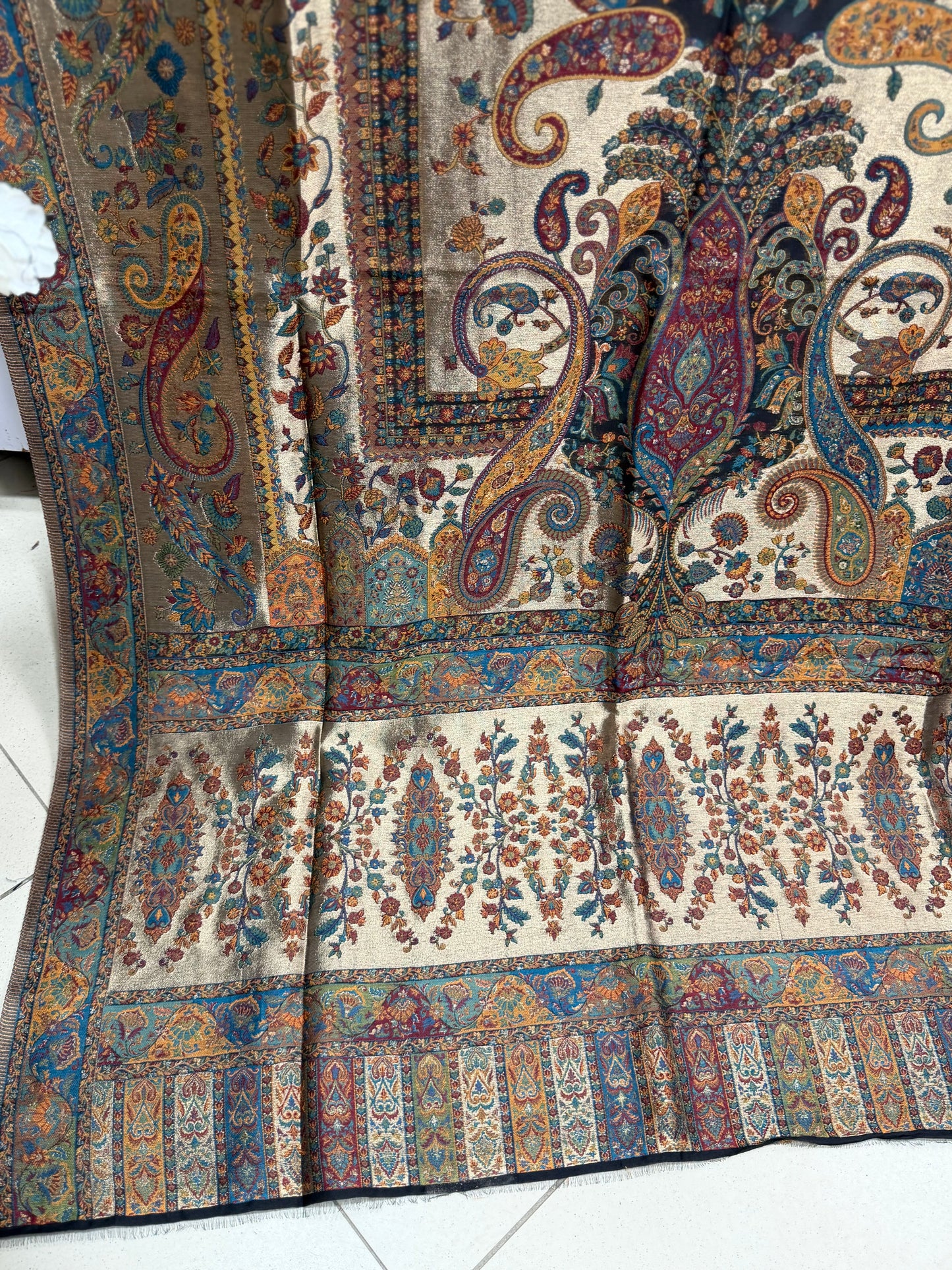 Moonlight Kani Silk Shawl, Wedding Wrap Perfect Gift Made in Kashmir