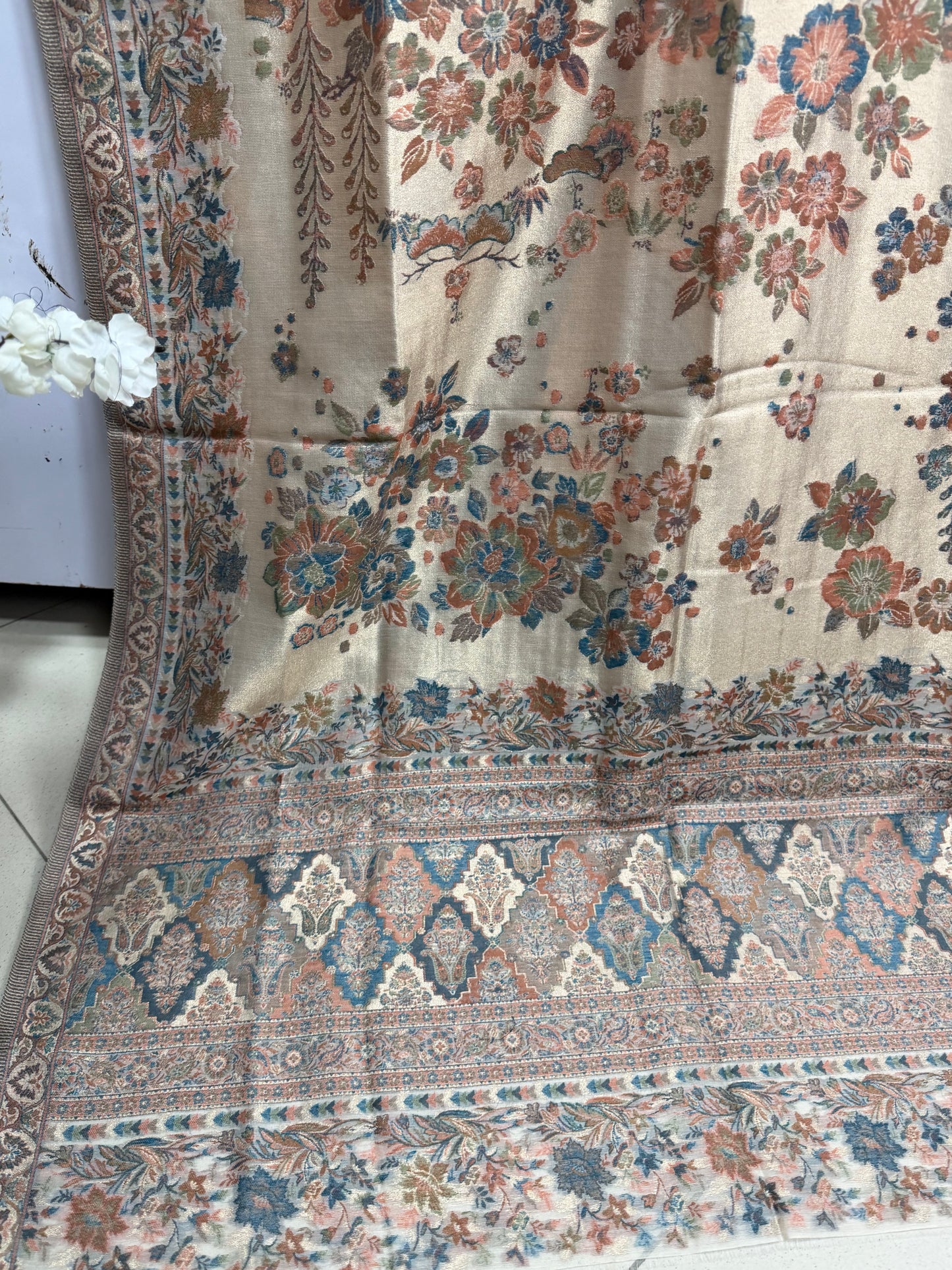 Moonlight Kani Silk Shawl, Wedding Wrap Perfect Gift Made in Kashmir